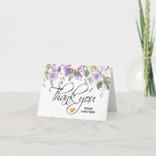 Agradecimiento de boda de acuarela floral lila FOT