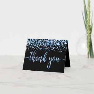 Agradecimiento de boda de confeti de acuarela azul