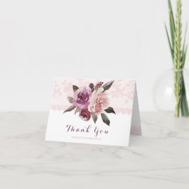 Agradecimiento de boda de encaje floral acuarela r