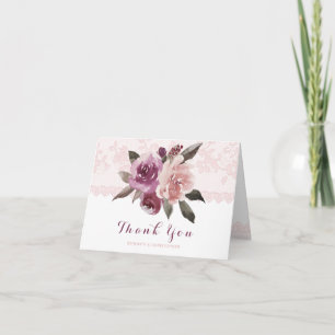 Agradecimiento de boda de encaje floral acuarela r