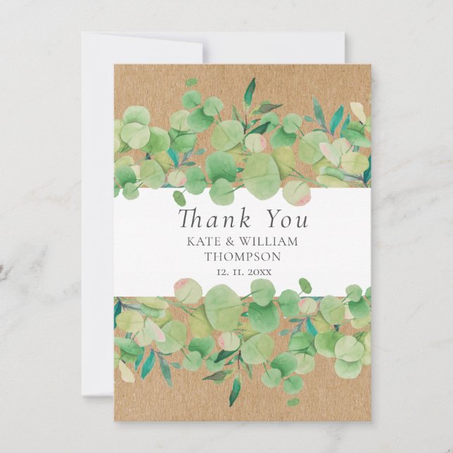 Agradecimiento de Boda de Eucalipto con Vegetación (Anverso)