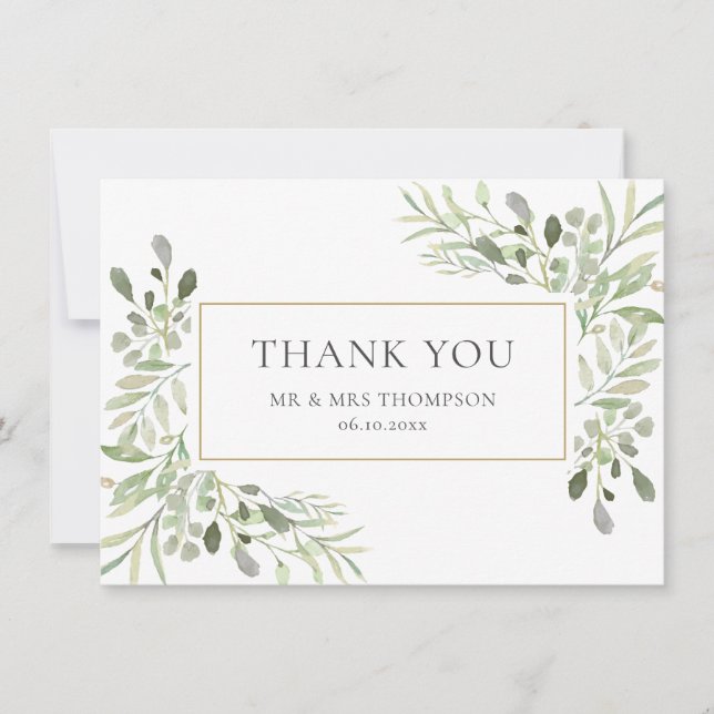 Agradecimiento de boda de eucalipto elegante (Anverso)