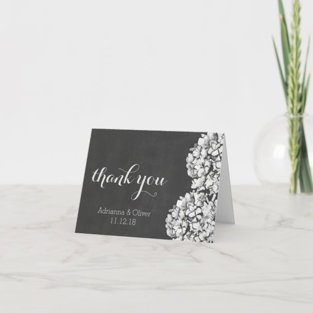 Agradecimiento de Boda de Hortensias en Pizarra Vi (Anverso)