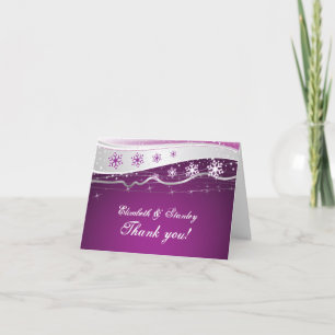 Agradecimiento de boda de invierno en púrpura y gr