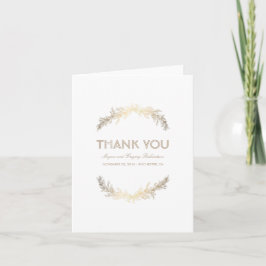 Agradecimiento de boda de laurel vintage de oro