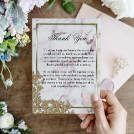 Agradecimiento de Boda de Mármol Rosa y Perlas Luj