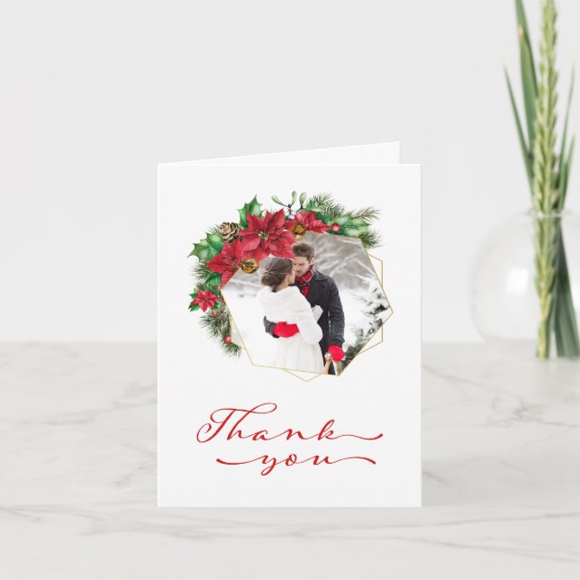 Agradecimiento de boda de Navidad rústica (Anverso)