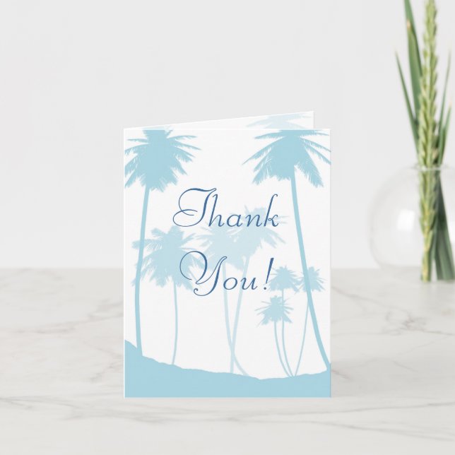 Agradecimiento de boda de palmera tropical azul (Anverso)