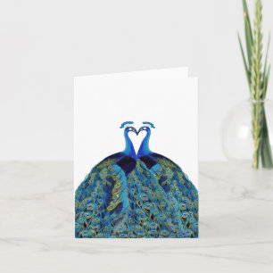 Agradecimiento de boda de pavos reales besándose v