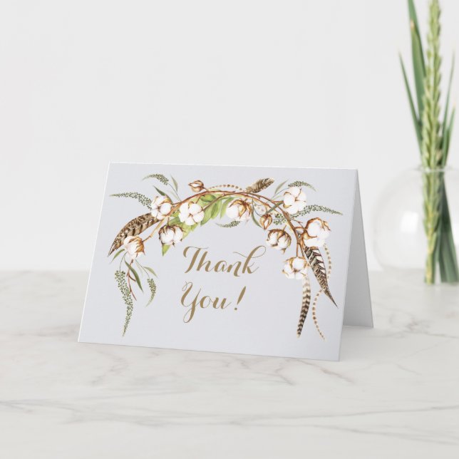 Agradecimiento de boda de pluma de corona de algod (Anverso)