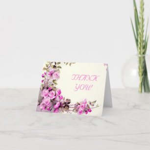 Agradecimiento de boda de rosas rosadas románticas