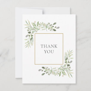 Agradecimiento de boda de vegetación acuarela eleg