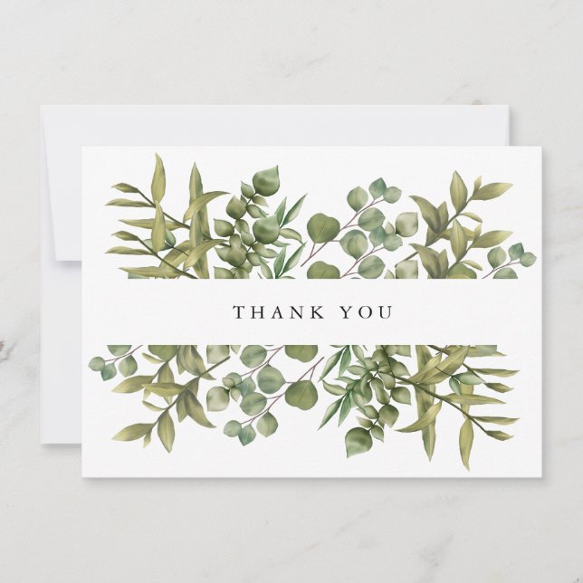 Agradecimiento de boda de verde eucalipto del bosq (Anverso)