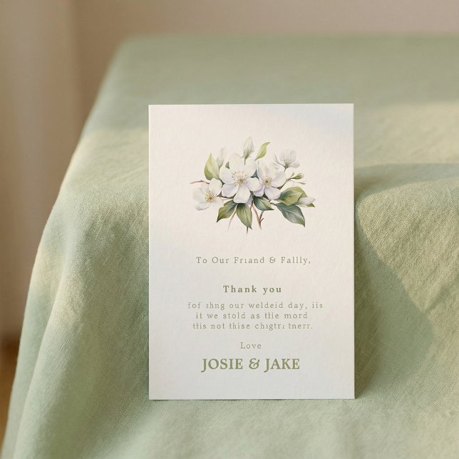 Agradecimiento de boda elegante flor blanca (Wedding elegant white floral blossom thank you card)