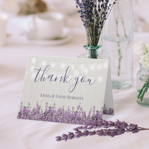 Agradecimiento de boda elegante floral lavanda rús