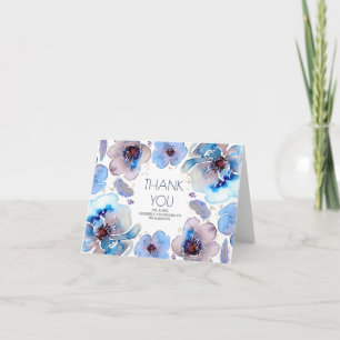 Agradecimiento de boda floral acuarela boho azul