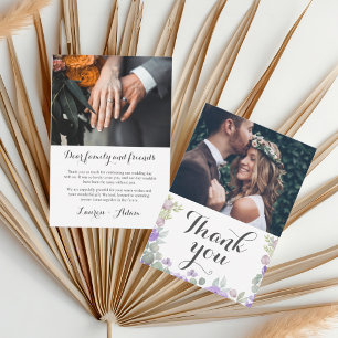 Agradecimiento de Boda Floral Acuarela Púrpura Rús