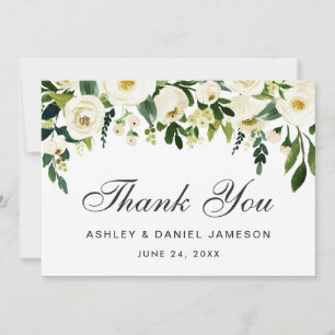 Agradecimiento de boda floral acuarela verde blanc