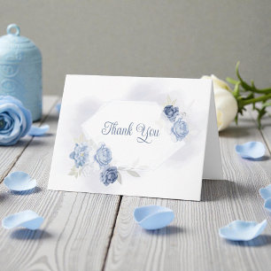 Agradecimiento de boda floral azul claro acuarela