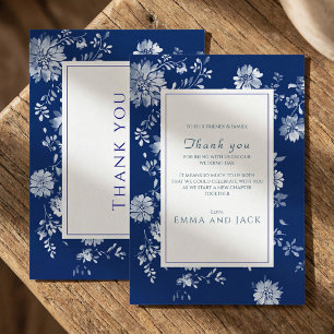 Agradecimiento de boda Floral Azul Indigo Chinoise