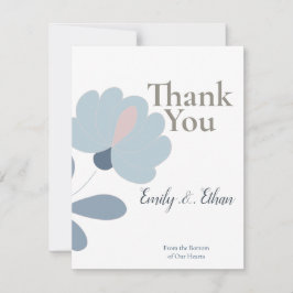 Agradecimiento de boda floral azul polvoriento