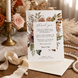 Agradecimiento de boda floral boho de otoño en acu