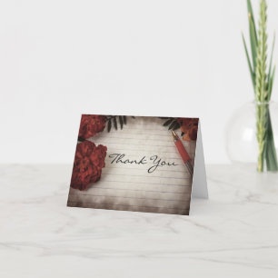 Agradecimiento de boda floral de otoño con bolígra