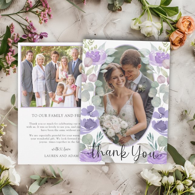 Agradecimiento de Boda Floral Morado Boho (Subido por el creador)