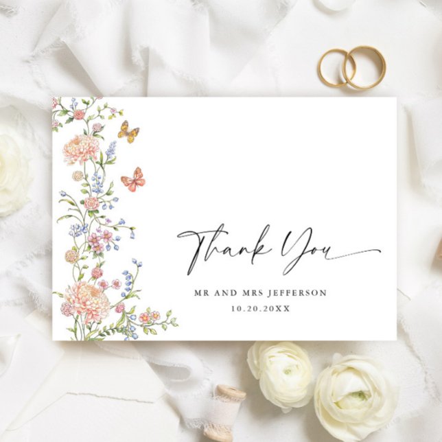 Agradecimiento de Boda Floral Pastel de Rosa Clara (Subido por el creador)