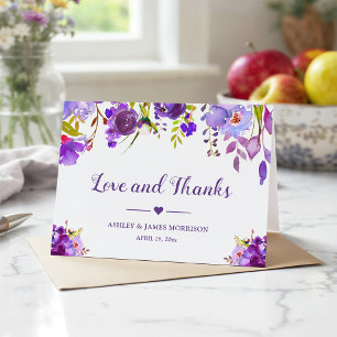 Agradecimiento de boda floral púrpura ultra violet