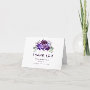 Agradecimiento de boda floral púrpura y violeta de