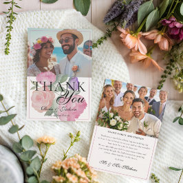 Agradecimiento de Boda Floral Rosa y Púrpura Moder