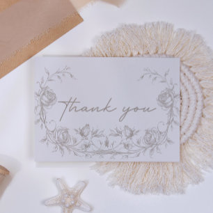Agradecimiento de Boda Floral Sepia Vintage Elegan