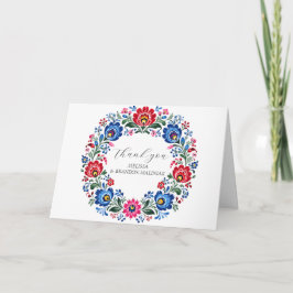 Agradecimiento de boda floral tradicional folclóri