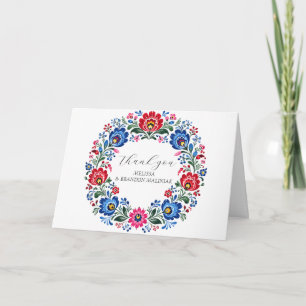 Agradecimiento de boda floral tradicional folclóri