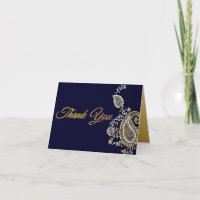 Agradecimiento de Boda Hindú de Paisley Plata Dora