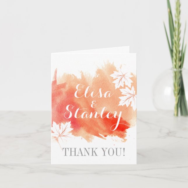 Agradecimiento de boda moderno de coral durazno en (Anverso)