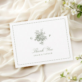 Agradecimiento de Boda Monograma Verde Salvia