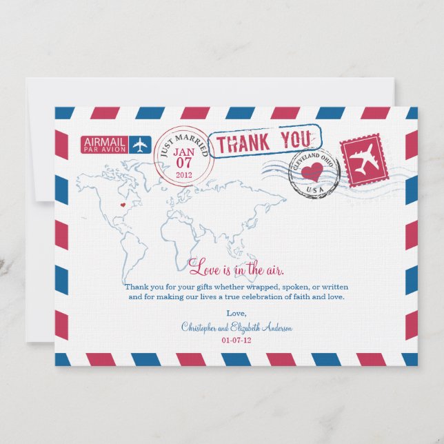 Agradecimiento de Boda por Correo Aéreo de Ohio (Anverso)