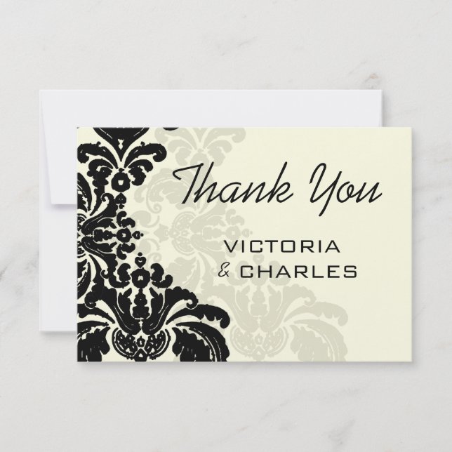 Agradecimiento de boda Real Negro Damask (Anverso)