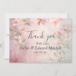 Agradecimiento de Boda Romántica con Floral Rosa
