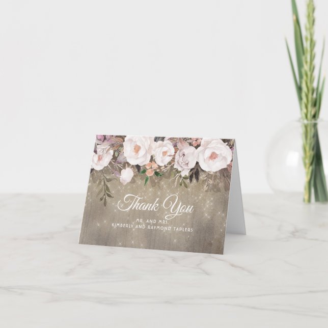 Agradecimiento de Boda Rústica Floral (Anverso)