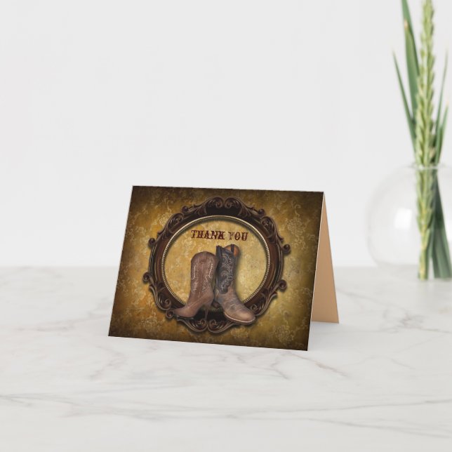 agradecimiento de boda rústico vaquero occidental (Anverso)