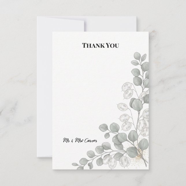 Agradecimiento de boda Silver Eucalyptus Lunaria c (Anverso)