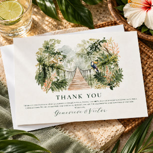 Agradecimiento de Boda Tropical con Acuarela en la