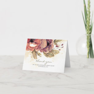 Agradecimiento de boda vintage con acuarela floral
