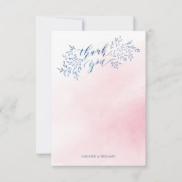 Agradecimiento de caligrafía floral rústica azul m