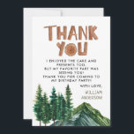 Agradecimiento de cumpleaños infantil Montañas Rús<br><div class="desc">Tarjeta de agradecimiento de cumpleaños infantil con árboles y montañas rústicas en acuarela.</div>