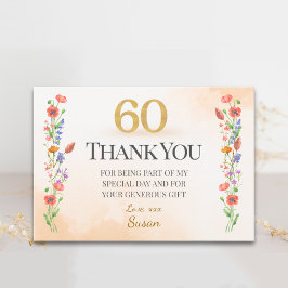 Agradecimiento de cumpleaños número 60 con flores 