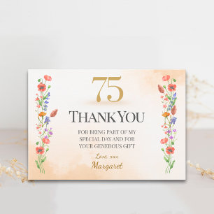 Agradecimiento de cumpleaños número 75 con suave f